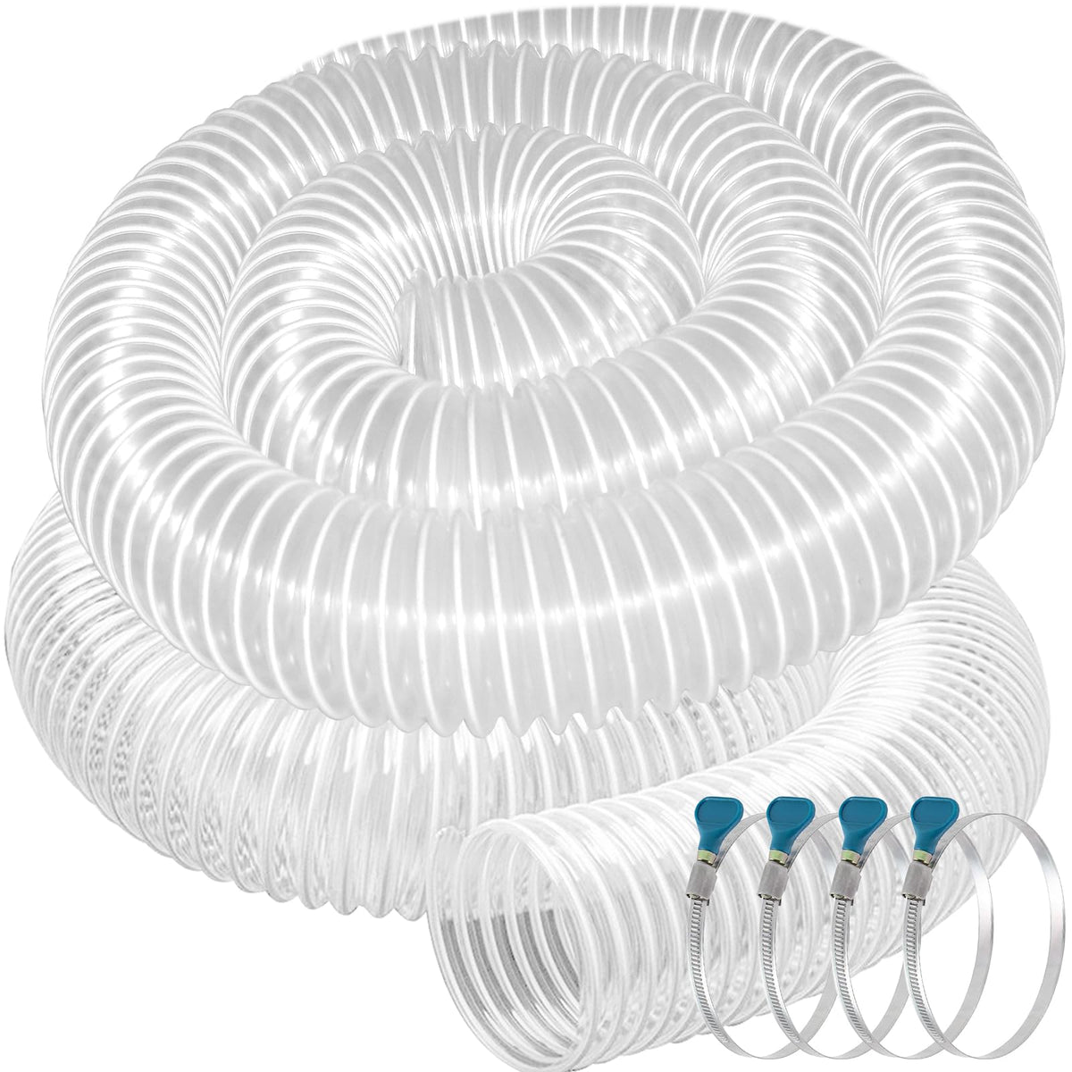 Qucship PVC dust hose 4x20 packaging includes clamps.