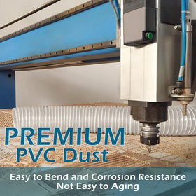 Qucship PVC dust hose 4x20 in workshop shows versatile use.