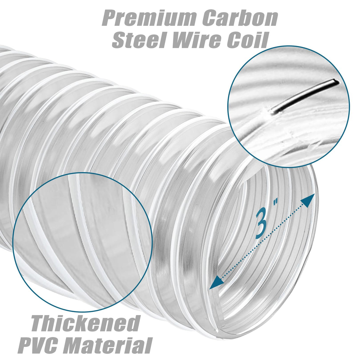 Qucship thickened PVC dust hose resists punctures during woodworking tasks