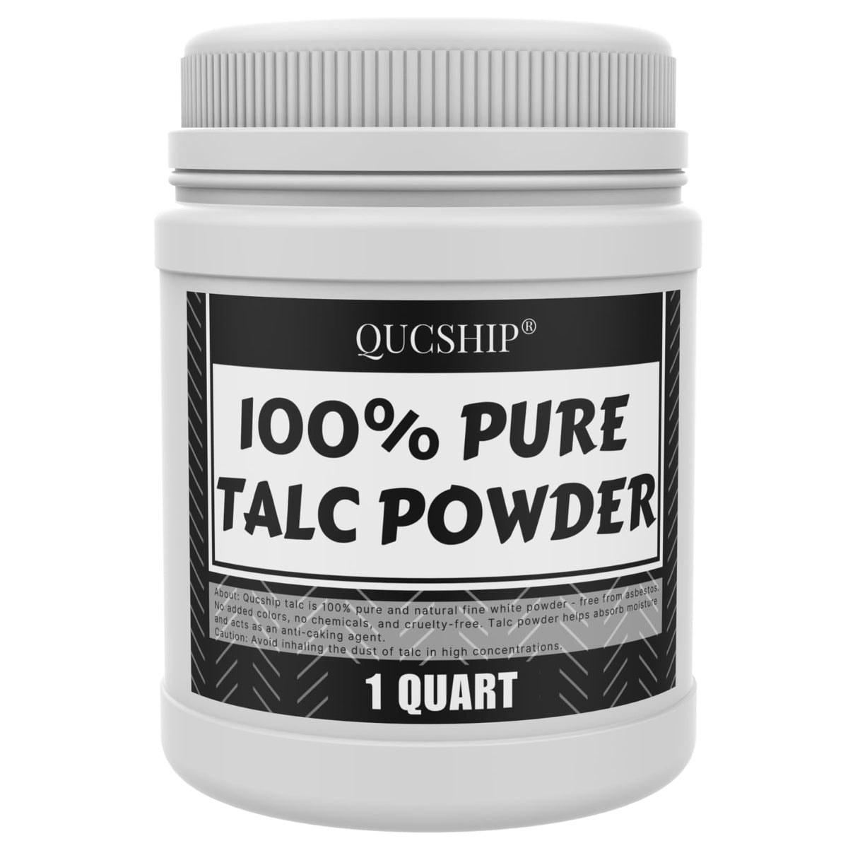 Qucship Ultra-Pure Talc Powder provides a silky, odorless touch and smooth application.