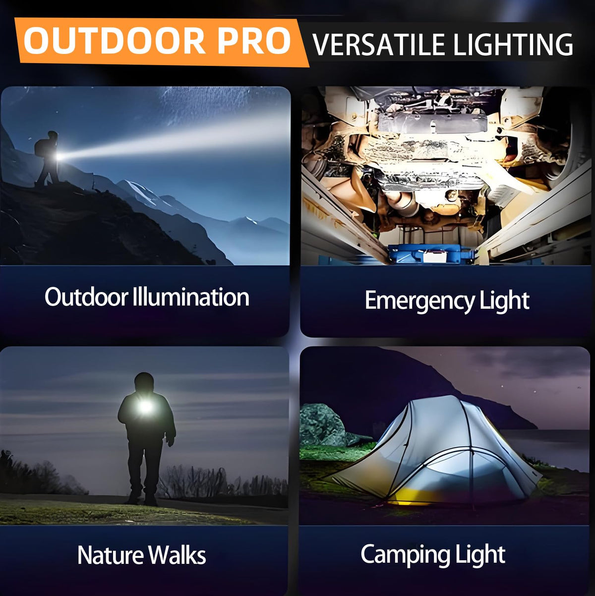 Queena 2 Pack LED Flashlight compact and light, ideal for home and travel.