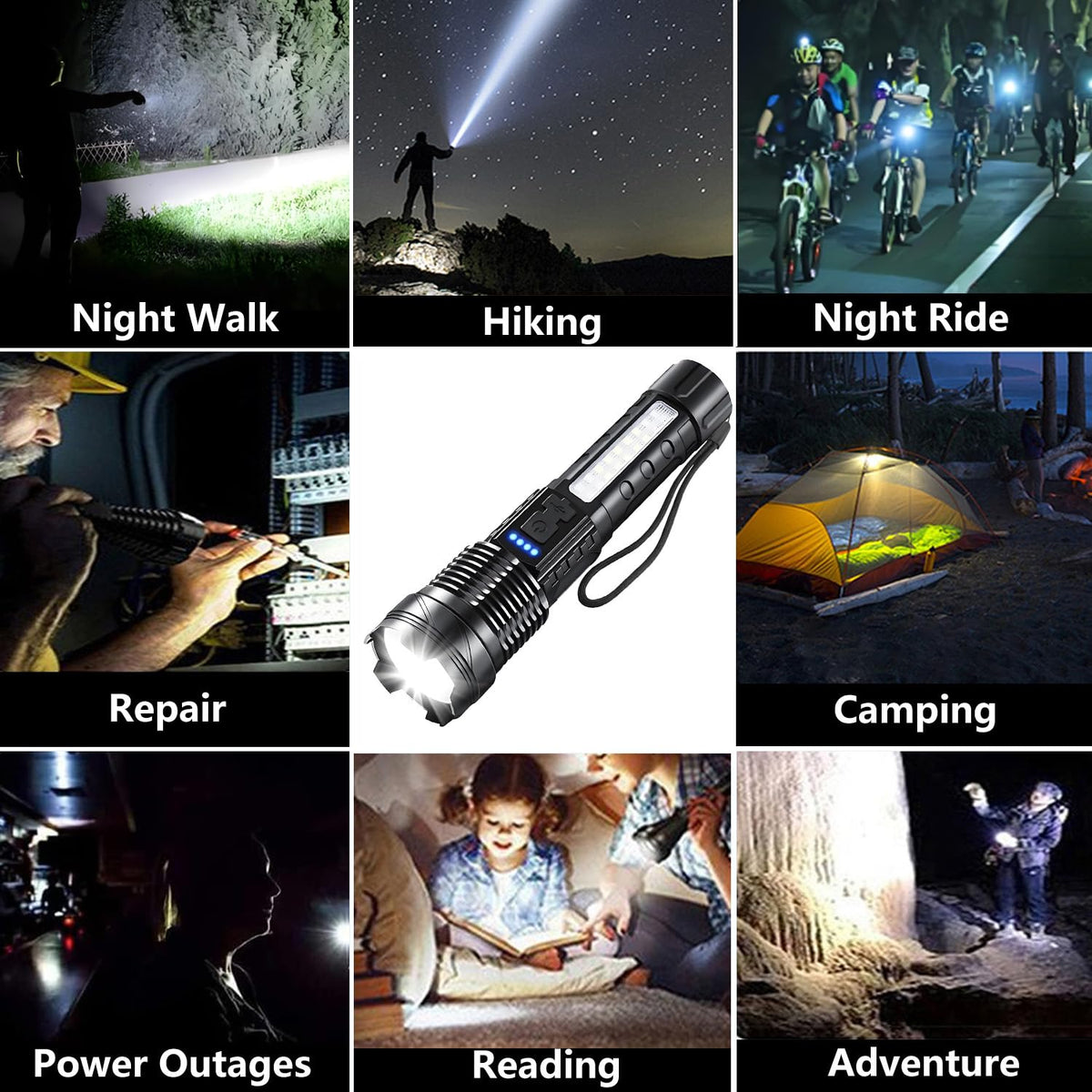 Queena flashlight supports emergency signaling with redblue warning modes