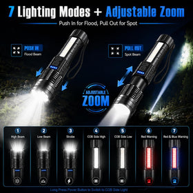 Queena flashlight with COB side light for versatile area lighting