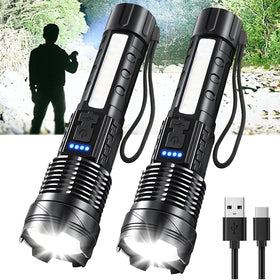 Queena rechargeable LED flashlight with 99000 lumens for powerful outdoor illumination