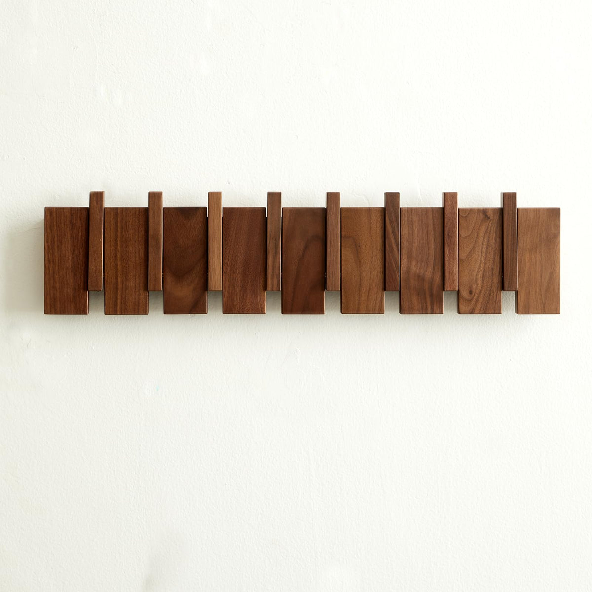 QUELLANCE wood coat rack wall mount with eight sturdy hooks for organized entryways.