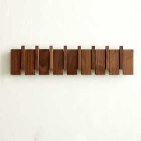 QUELLANCE wood coat rack wall mount with eight sturdy hooks for organized entryways.