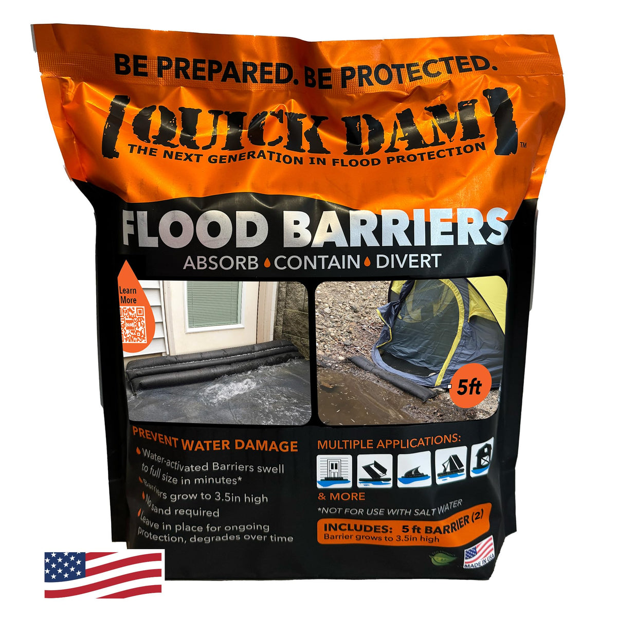 Quick Dam 5ft barrier 2-pack protecting doorways from rising floodwater