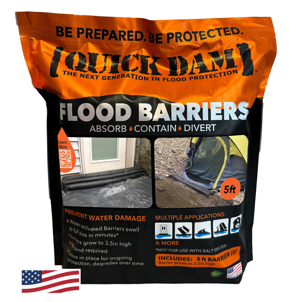 Quick Dam 5ft barrier 2-pack protecting doorways from rising floodwater