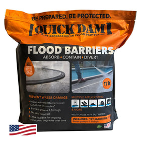 Quick Dam QD617-1 water-activated flood barrier 17ft ready to defend doorways from rising water
