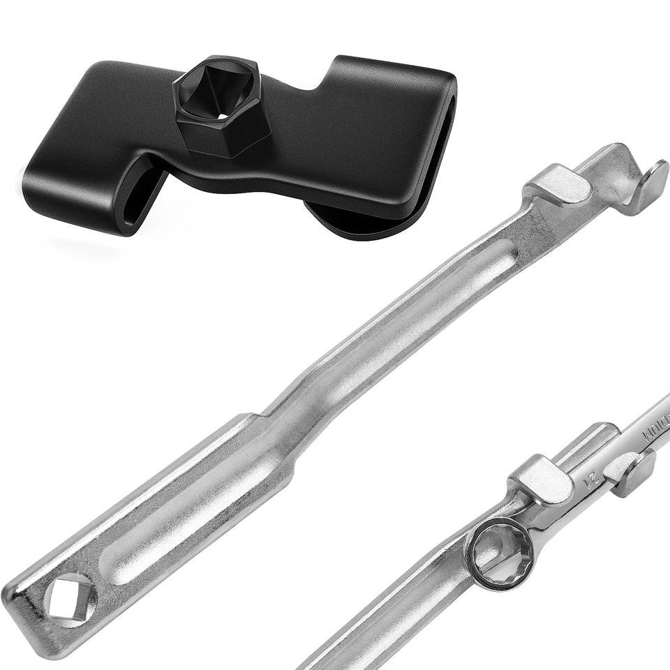 QuickWOLF Wrench Extender Tool with extended breaker bar for easier leverage in tight spaces.