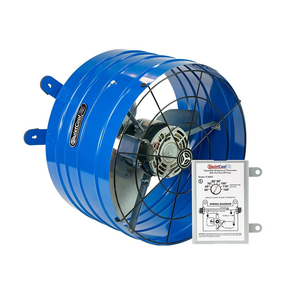 Quietcool AFG PRO-2.0 attic fan on vent cools attic spaces efficiently.