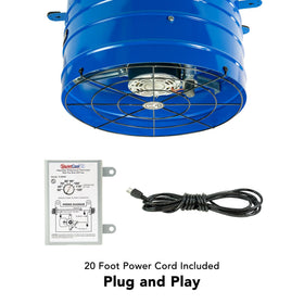 Quietcool AFG PRO-2.0 thermostat-adjustable controls temperature for attic comfort.
