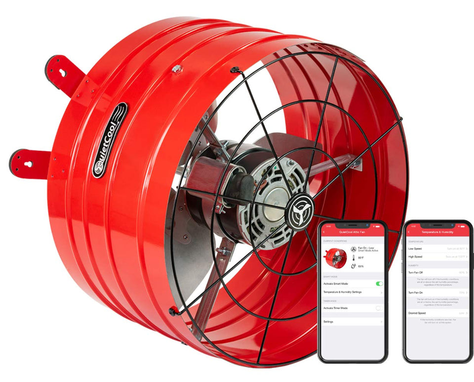 Quietcool AFG SMT PRO-3.0 attic fan front view for quiet, high-CFM ventilation.
