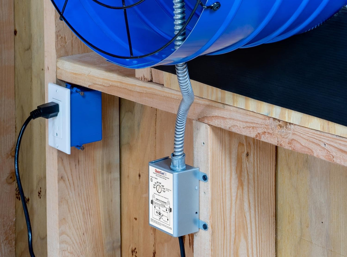 Quietcool built-in fire safety shut-off helps automatically stop the attic fan when overheated.