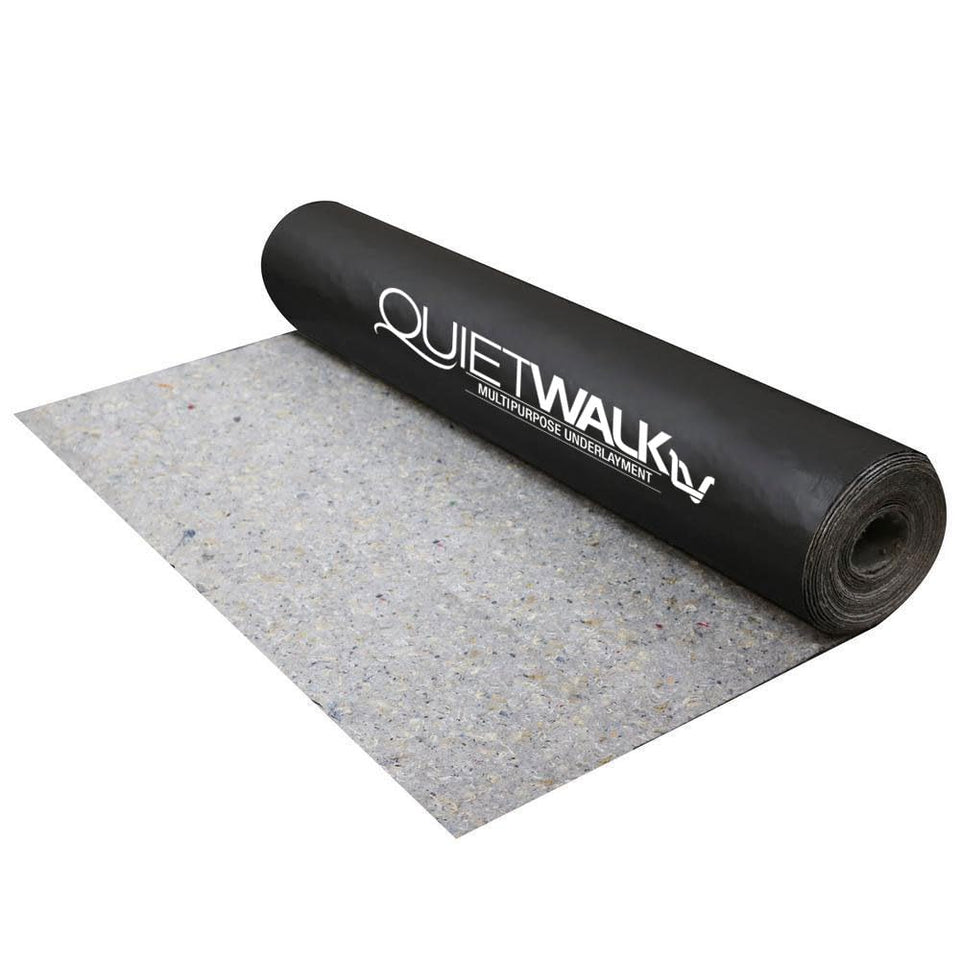 QuietWalk LV underlayment provides 360 sq ft coverage for full rooms.