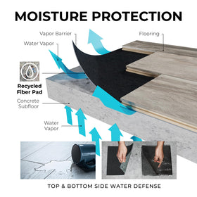 QuietWalk LV underlayment includes a 6-mil vapor barrier for added defense.