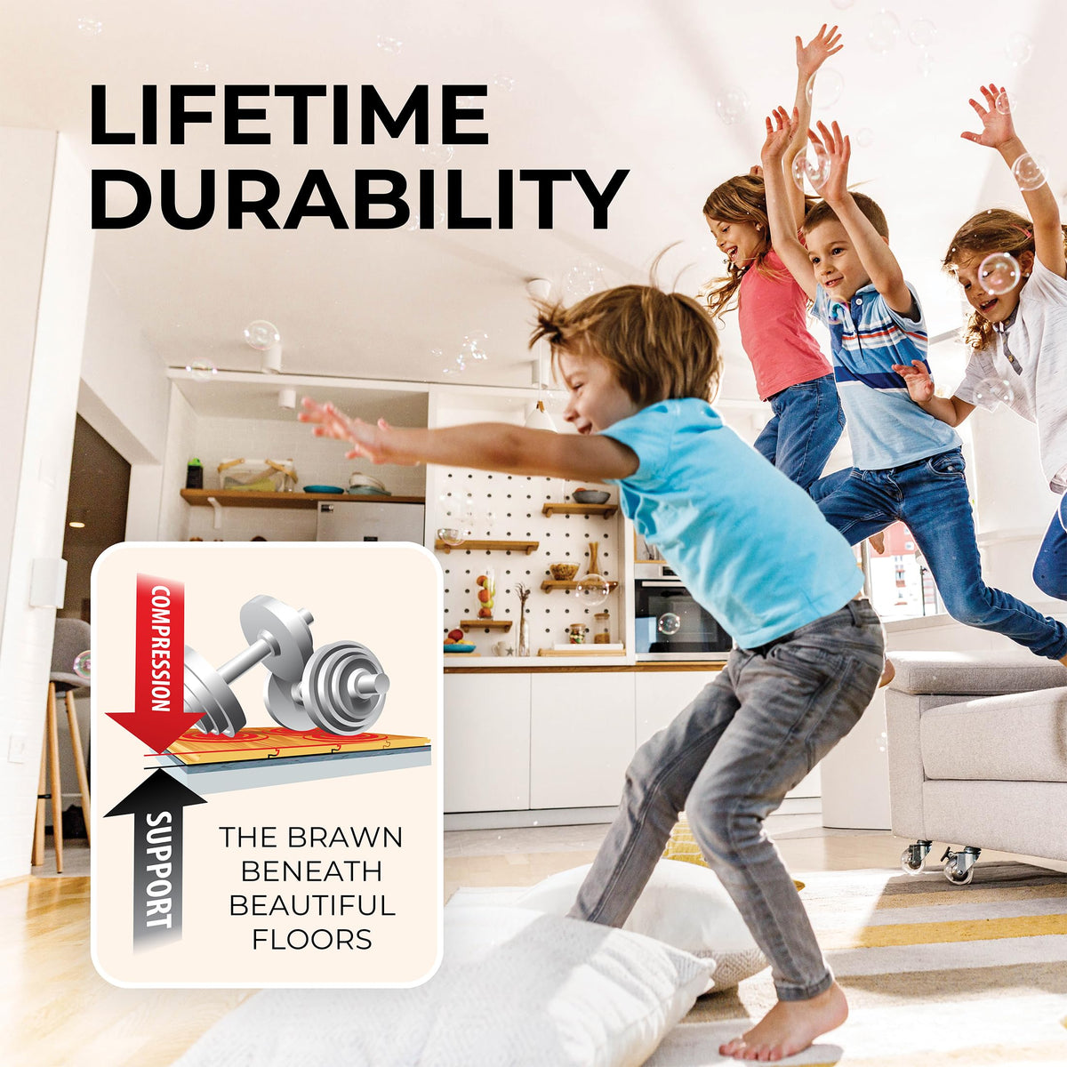 QuietWalk LV underlayment is compatible with floating, glue-down, and nail-down installations.