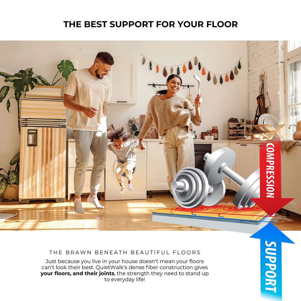 QuietWalk underlayment compatible with QuietWarmth radiant heating for warm floors.