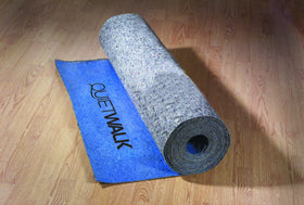 QuietWalk underlayment with integrated lip and tape system enabling quick floating-floor installation.