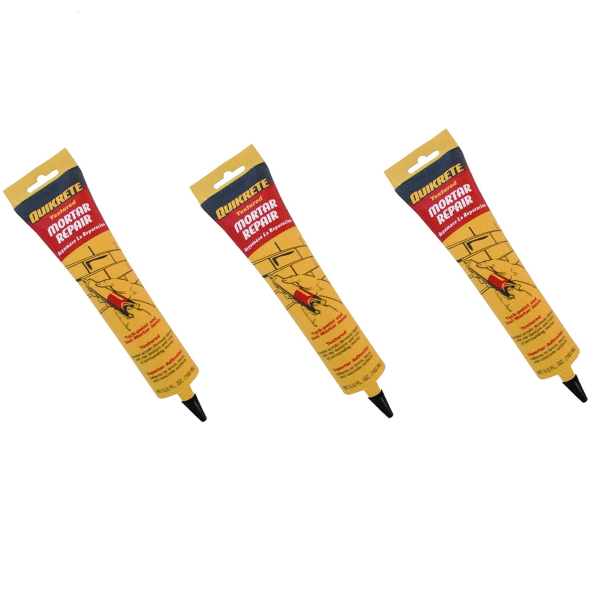 Quikrete Mortar Repair squeeze tubes pack of three for sealing joints on brickwork.