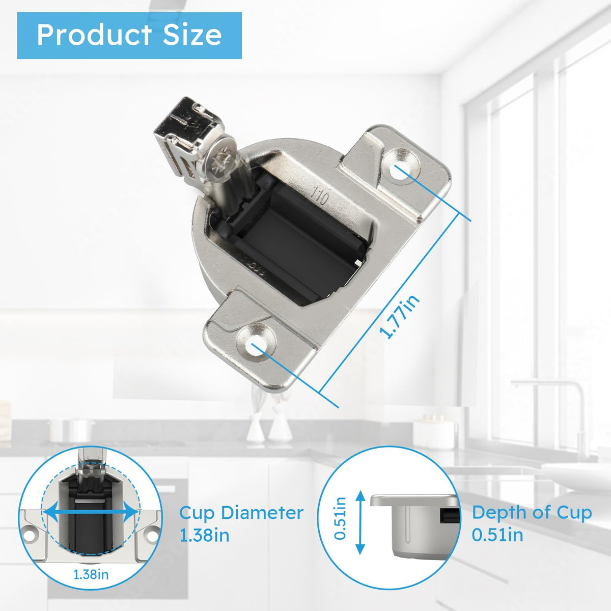 Quini Blum 110-degree hinge for smooth door action and reliable performance.