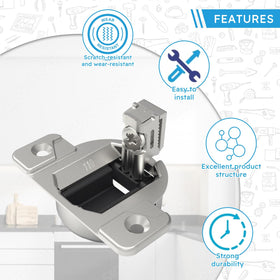 Quini concealed European-style hinge for a sleek, space-saving cabinet look.