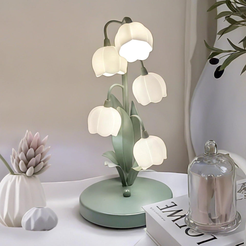 Quipzora Green Flower Lamp with base and shade for cozy aesthetics