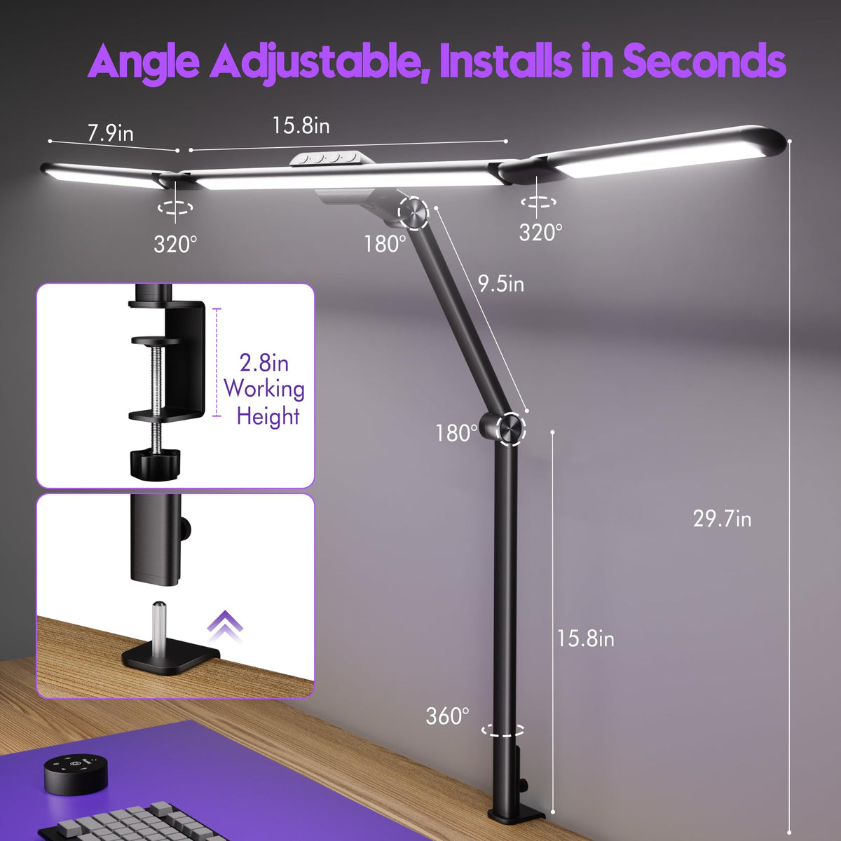 Quntis anti-glare LEDs create comfortable, shadow-free illumination.