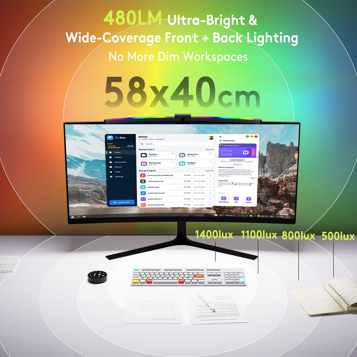 Quntis light-temperature range 3000K–6500K supports comfortable reading and viewing.