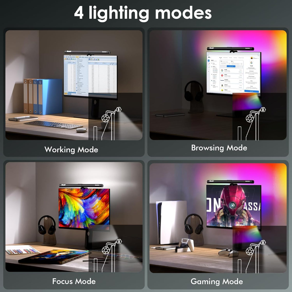 Quntis compact desk light bar saves space atop most monitors