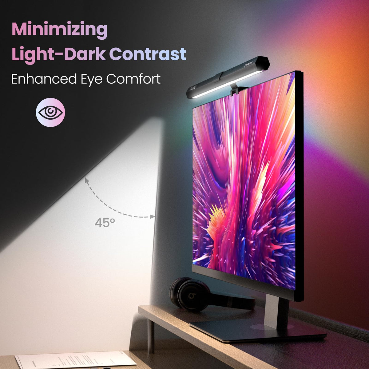 Quntis light bar displaying RGB modes for immersive gaming and movie nights