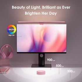 Quntis pink monitor light bar backlight minimizes reflections for comfortable viewing