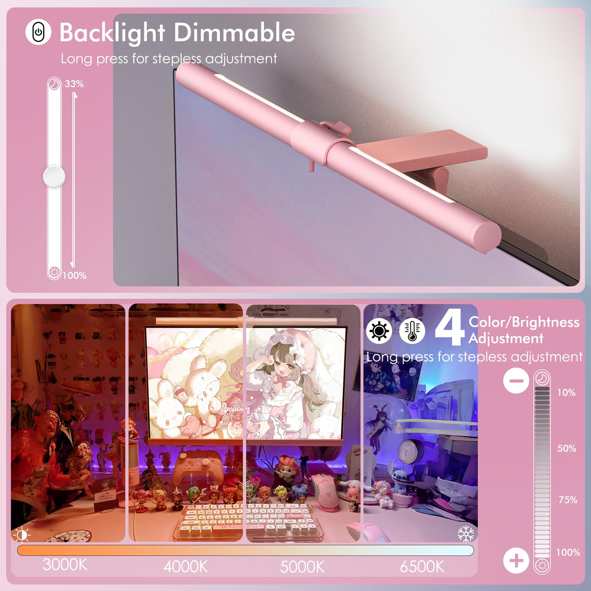 Gift-ready pink monitor light for friends or family