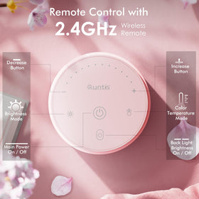 Pink remote adjusts brightness and warmth for focused tasks