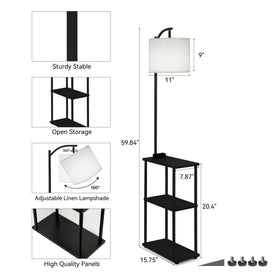 Qupui floor lamp with table USB-C port for fast device charging