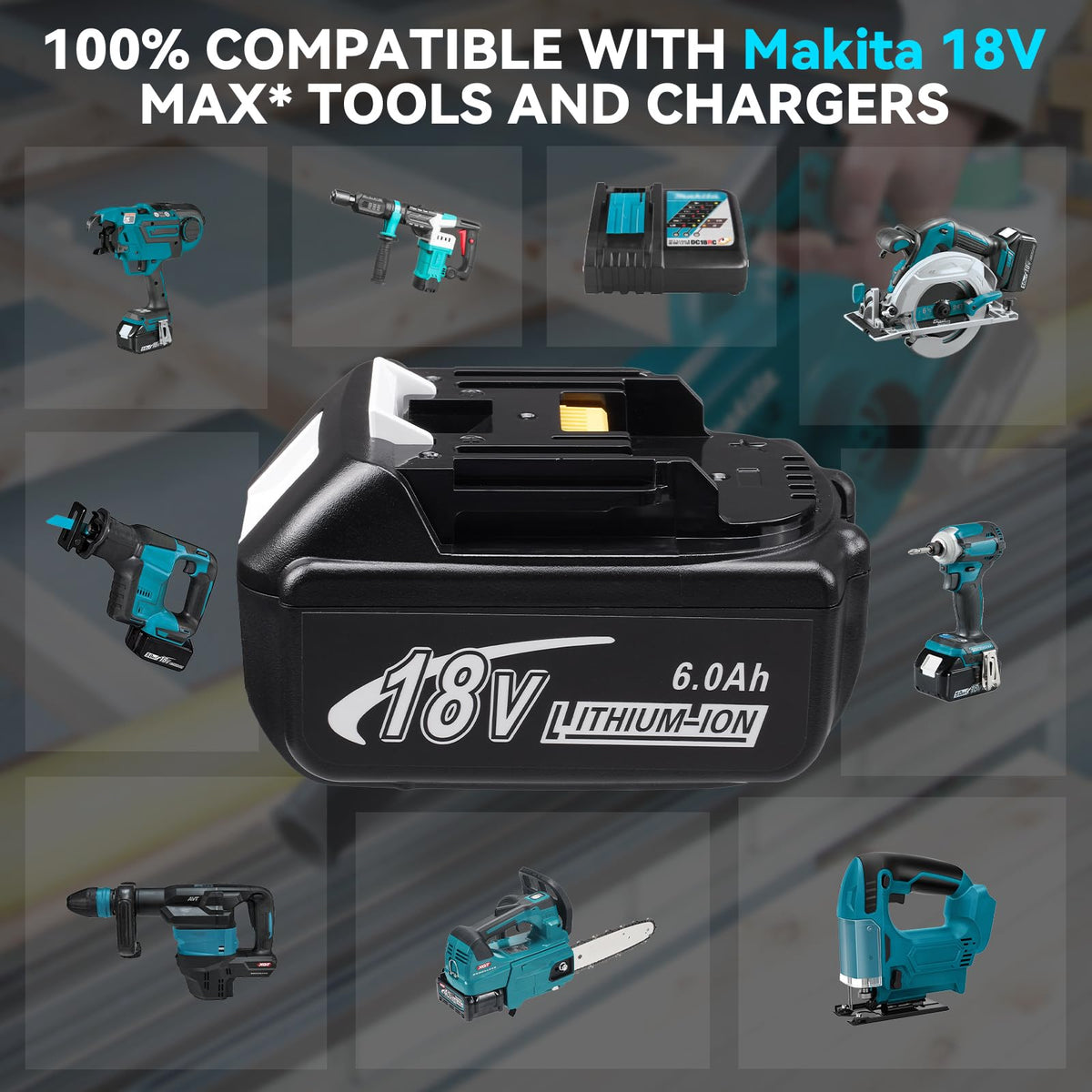 Qustbaty battery pack compatibility chart highlights Ma Kita tool compatibility