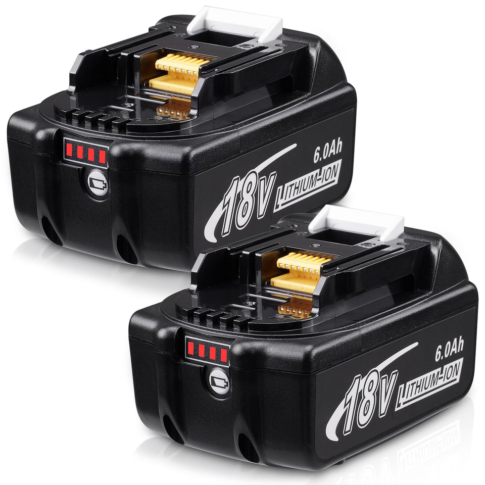 Qustbaty battery pack front view showing dual 18V cells for extended runtime