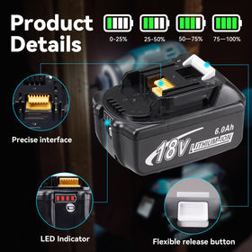 Qustbaty battery pack side view with LED indicator for easy status checks