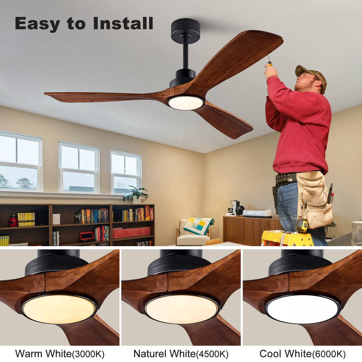 QUTWOB 18W LED light provides bright, adjustable ambience.