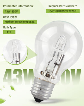Quwfesudy A19 bulb 43W fits table lamps for stable, bright light