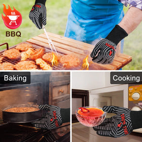 QUWIN BBQ gloves grip-control for secure handling of hot cookware and grills.