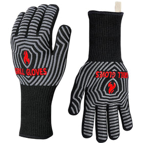 QUWIN BBQ gloves heat-resistance-1472f showcase safe handling of hot grills.