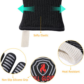 QUWIN BBQ gloves multi-use for kitchen, grill, or fireplace tasks.