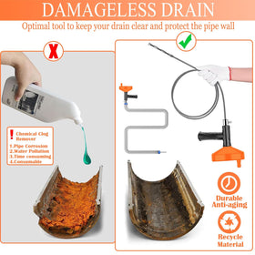 Qwatuy Drain Snake stores neatly in a sturdy drum for quick access.