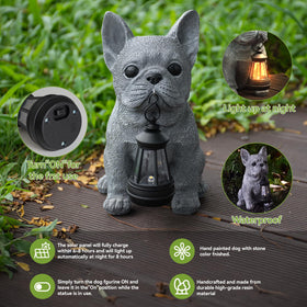Qwifyu weatherproof resin dog statue endures all seasons.