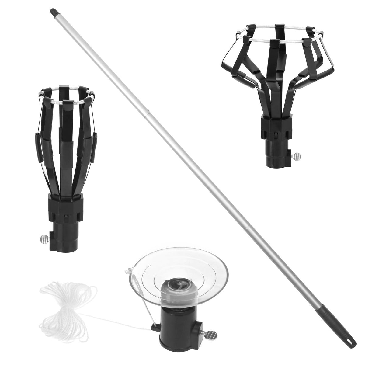 QWORK 12ft lightbulb changer pole assembly for safe high-ceiling access.