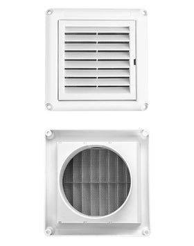QWORK 4-inch square cover mounted on wall for bathroom or office ventilation.
