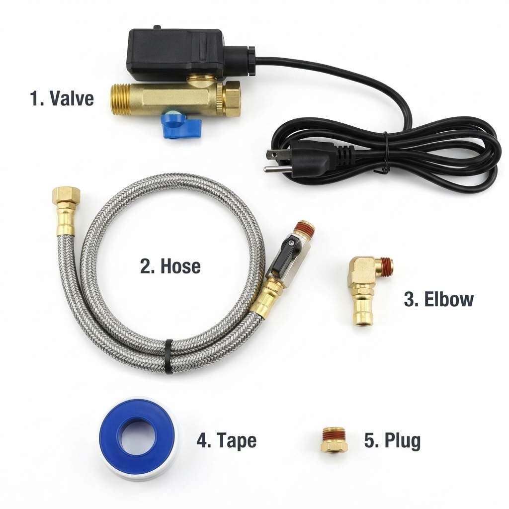 QWORK condensate drain installed in a dryer line for reliable moisture control