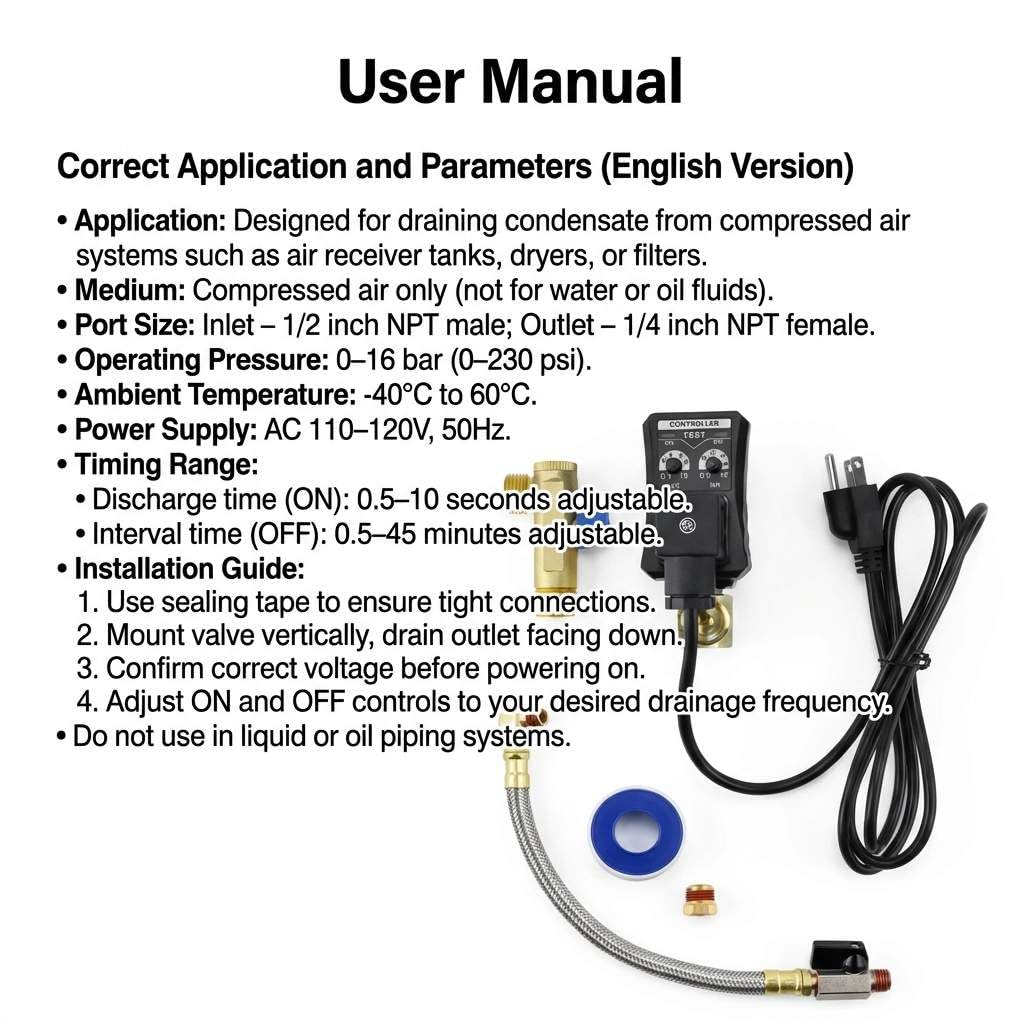 ON/OFF timer controls detail for precise drainage scheduling on the QWORK valve