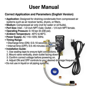 ON/OFF timer controls detail for precise drainage scheduling on the QWORK valve